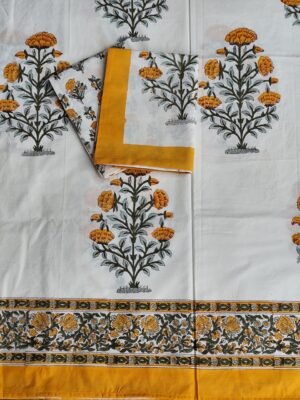 1 Premium Hand Block Printed Cotton Bedsheet with Pillow Cover
