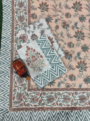 12 Premium Hand Block Printed Cotton Bedsheet with Pillow Cover