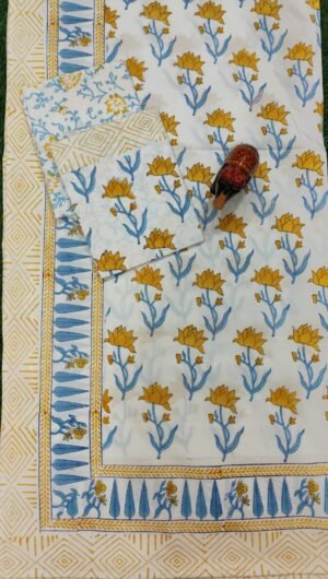 Premium Hand Block Printed Cotton Bedsheet with Pillow Cover