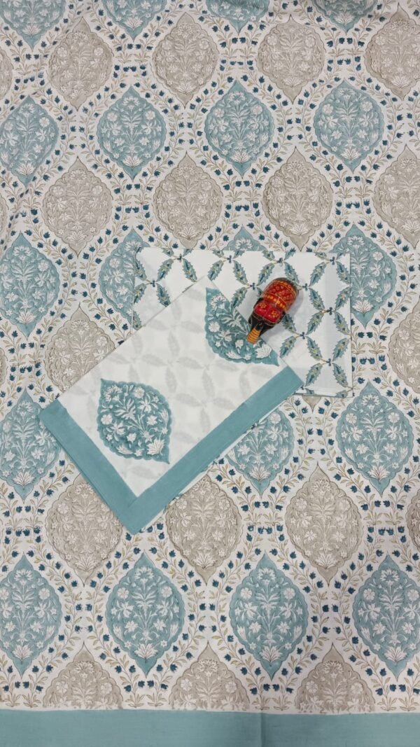 Premium Hand Block Printed Cotton Bedsheet with Pillow Cover