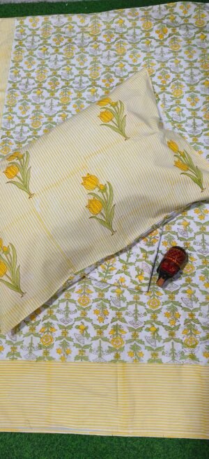 Premium Hand Block Printed Cotton Bedsheet with Pillow Cover