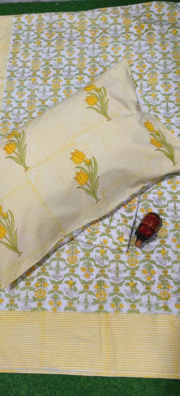 2 Premium Hand Block Printed Cotton Bedsheet with Pillow Cover