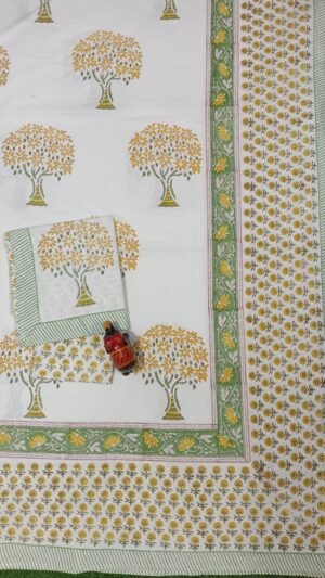 Premium Hand Block Printed Cotton Bedsheet with Pillow Cover