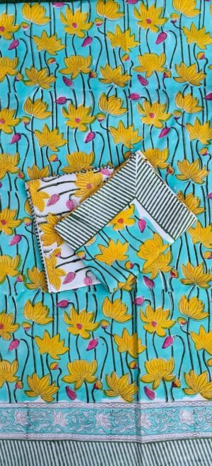 22 Premium Hand Block Printed Cotton Bedsheet with Pillow Cover