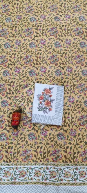 Premium Hand Block Printed Cotton Bedsheet with Pillow Cover