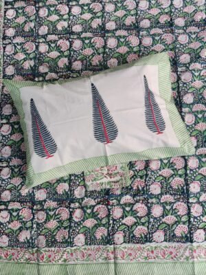 Premium Hand Block Printed Cotton Bedsheet with Pillow Cover