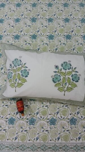 Premium Hand Block Printed Cotton Bedsheet with Pillow Cover