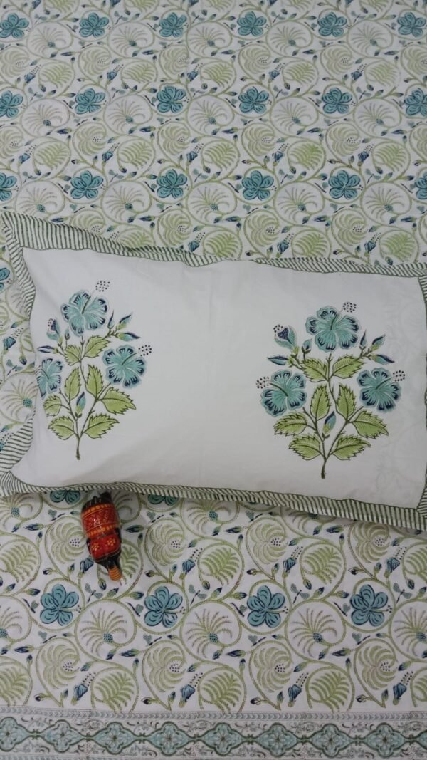 Premium Hand Block Printed Cotton Bedsheet with Pillow Cover