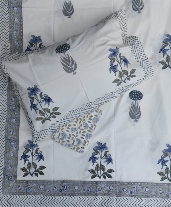 Premium Hand Block Printed Cotton Bedsheet with Pillow Cover