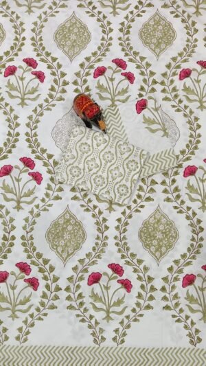 Premium Hand Block Printed Cotton Bedsheet with Pillow Cover