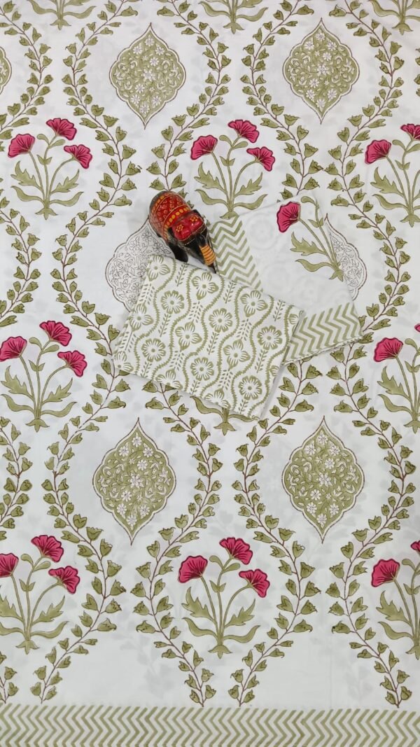 Premium Hand Block Printed Cotton Bedsheet with Pillow Cover