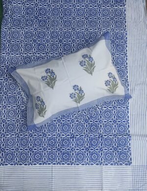 Premium Hand Block Printed Cotton Bedsheet with Pillow Cover
