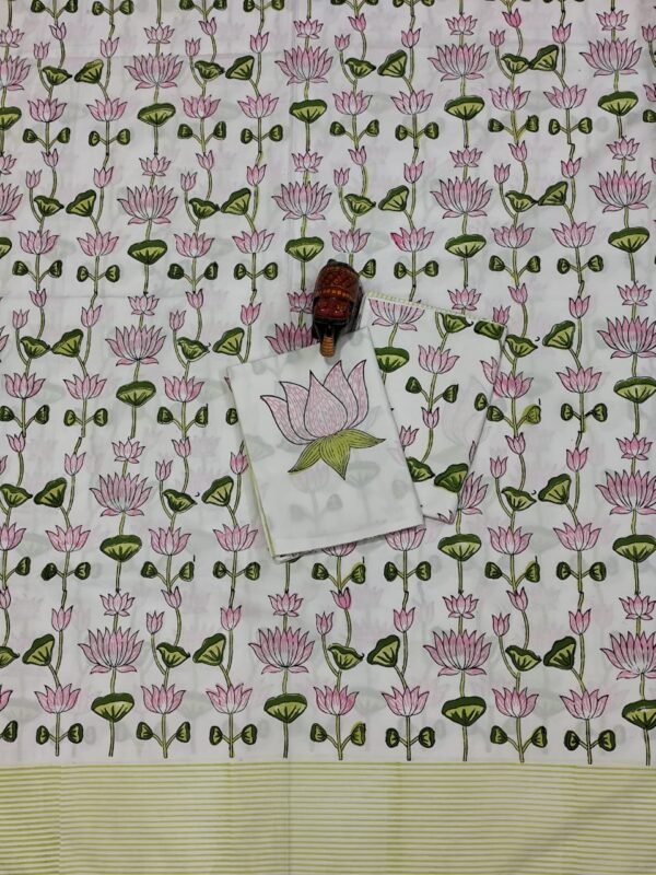 Premium Hand Block Printed Cotton Bedsheet with Pillow Cover