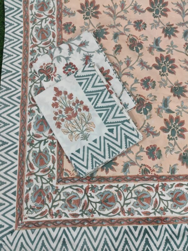 Premium Hand Block Printed Cotton Bedsheet with Pillow Cover