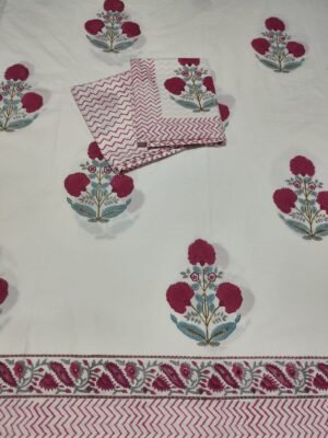4 Premium Hand Block Printed Cotton Bedsheet with Pillow Cover