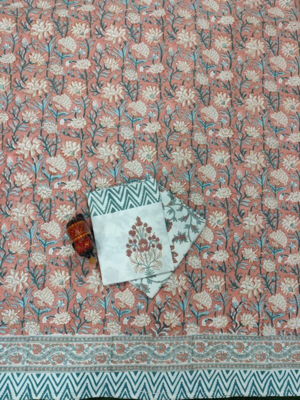 Premium Hand Block Printed Cotton Bedsheet with Pillow Cover